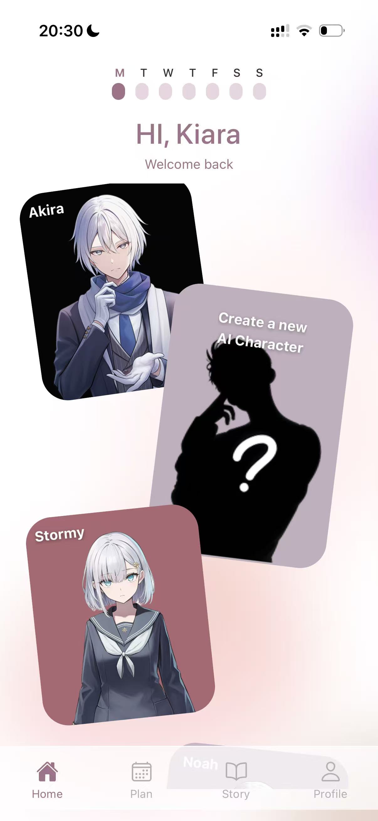 Character home UI